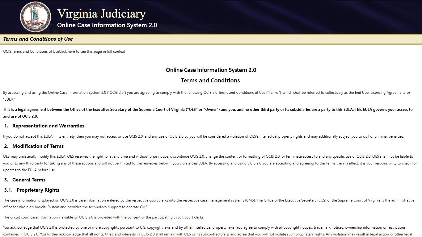 Virginia Judiciary Online Case Information System